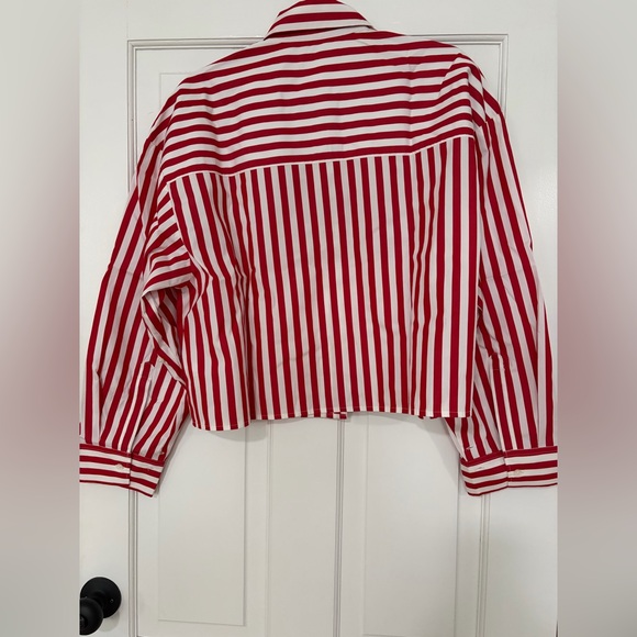 Madewell Red and White Striped Button-Up Shirt - Picture 2 of 2